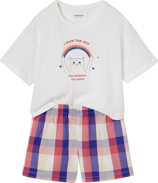 Image du produit Vertbaudet Mädchen Sommer-Schlafanzug mit Katze und Popeline-Shorts (98)