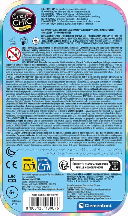 Nutritional values and ingredients Clementoni 18907