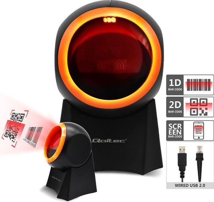 Produktbild Qoltec 50857 Kabelgebundener Desktop-Barcodescanner 1D | 2D (1D-Barcodes, 2D-Barcodes, QR-Code)