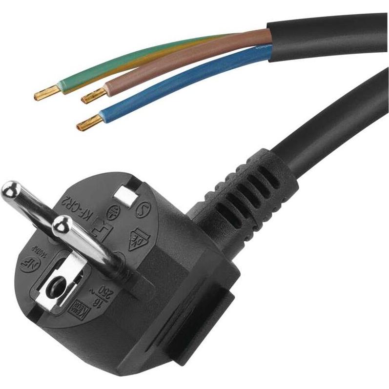 Emos Netzkabel PVC 3x 1,0mm2, 3m, schwarz (3 m), Stromkabel