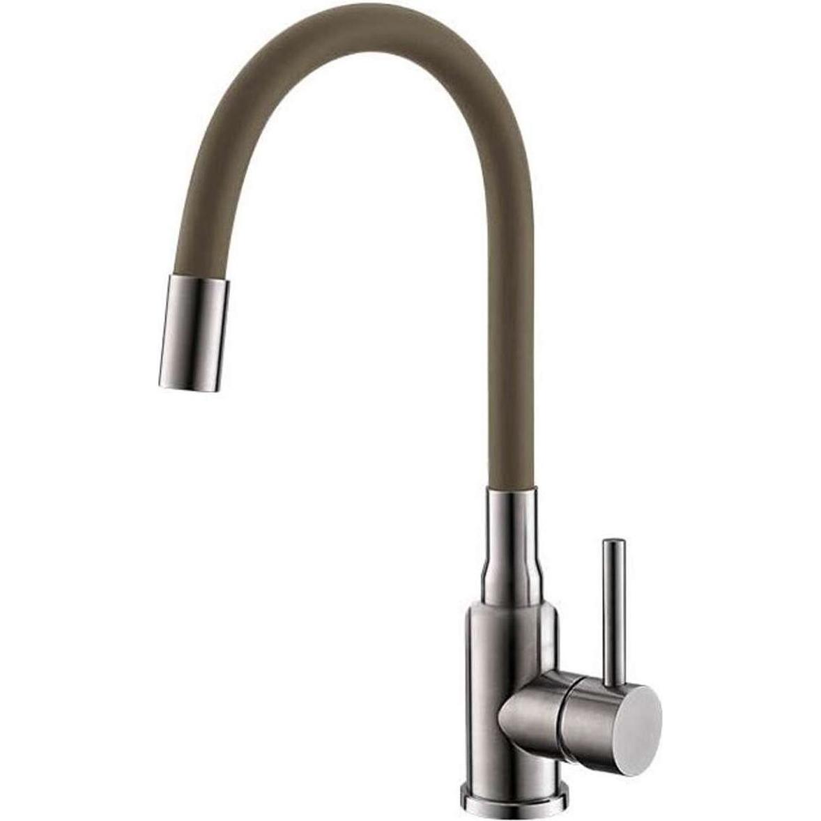 Alveus mintas - keukenkraan met flexibele arm, geborsteld rvs/beige (1144429)