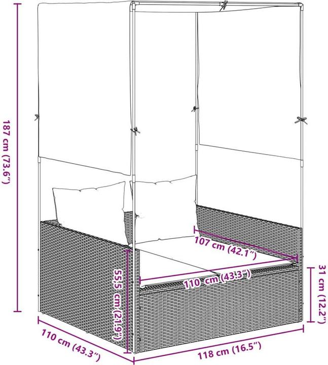 Immagine prodotto vidaXL Doppel-Sonnenliege (115 cm)