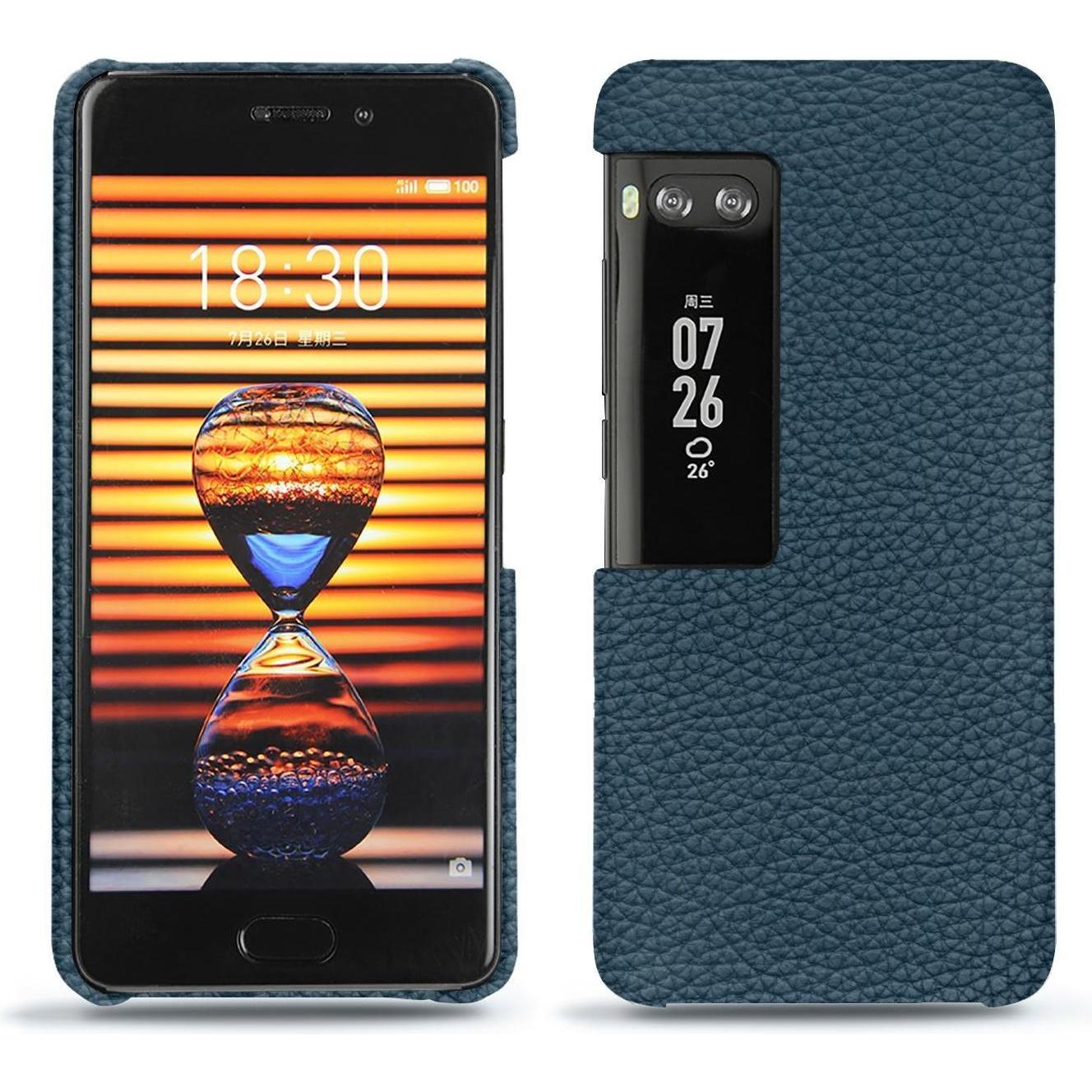 Noreve Lederschutzhülle (Meizu Pro 7 Plus), Smartphone Hülle, Blau