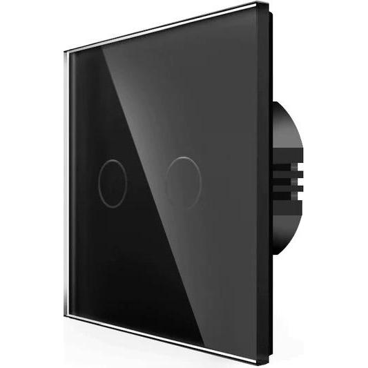 Spring, Interruttore luce, Interruttore a sfioramento a due canali, unidirezionale, vetro nero