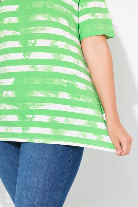 Produktbild Ulla Popken T-Shirt, Streifen, Classic, V-Ausschnitt, Halbarm (62)