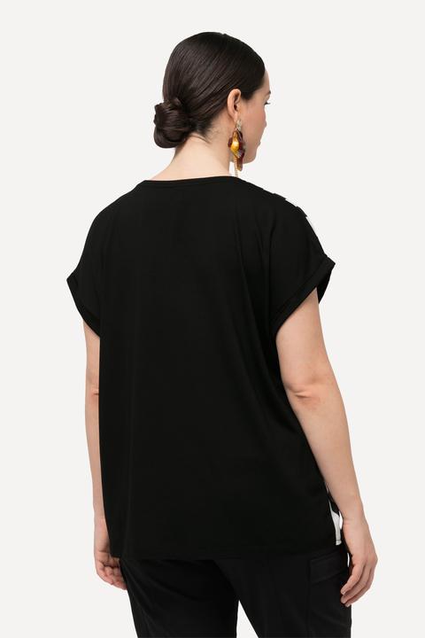 Immagine prodotto Ulla Popken T-shirt dal taglio oversize con design a onde, scollo a girocollo e mezze maniche (58)
