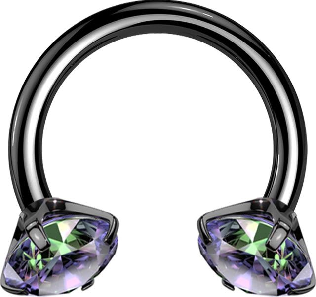 Produktbild Star Piercing Micro Circular Barbell Innengewinde schwarz zwei Kristalle dunkel multicolor gefasst (ohne Messing, Titan G23)