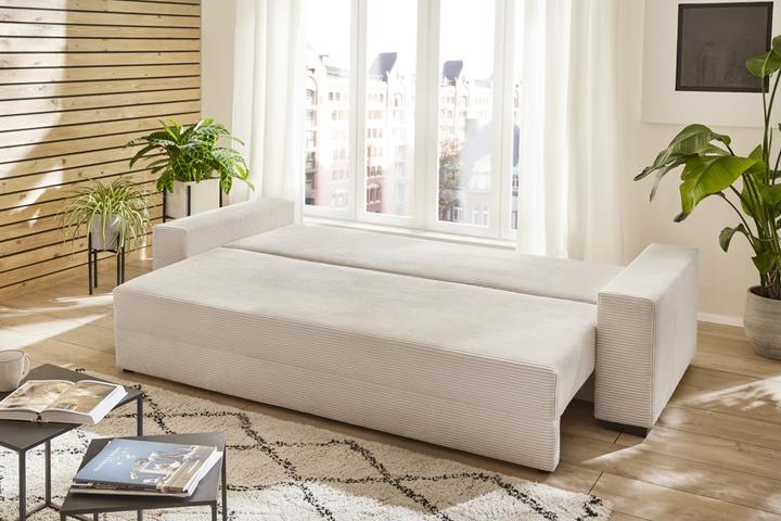 Produktbild Sun garden SO210/TRIER Schlafsofa mit Stauraumfunktion und Kissen Cord natur (Bettsofa)