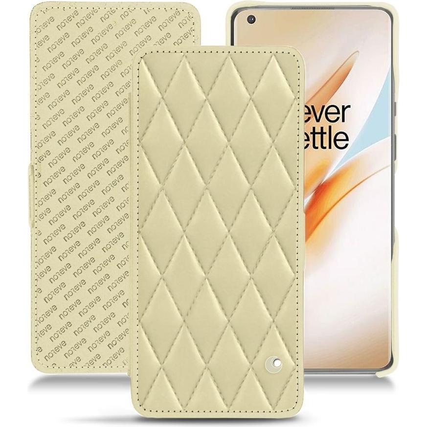 Noreve Lederschutzhülle horizontal (OnePlus 8 Pro), Smartphone Hülle, Beige