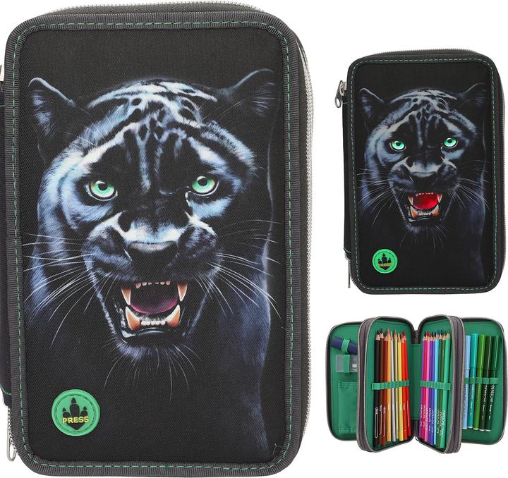Produktbild Dino World - Adventure World Triple Pencil Case LED PANTHER - Dark Grey