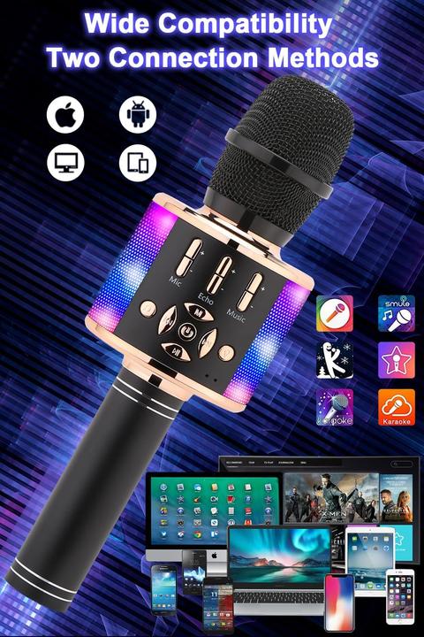 Produktbild Bonaok Kabelloses Bluetooth-Kindermikrofon mit LED-Lichtern