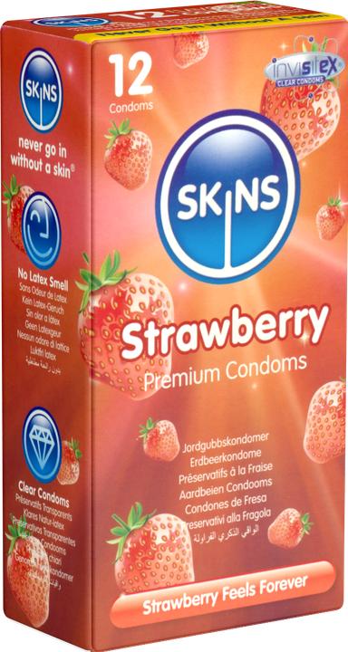 Produktbild Skins Strawberry» 12 Kondome mit feinem Erdbeeraroma - ohne Latexgeruch (12 Stk.)