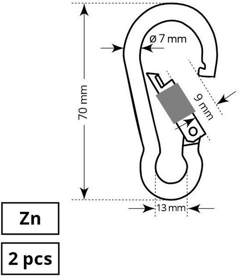 Produktbild Haushalt Fixing Carabiner 7x70 mm Zp With Nut 2d