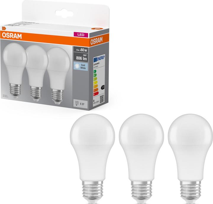 Immagine prodotto Osram Base Led Classic A (E27, 8.50 W, 806 lm, 3 x, F)
