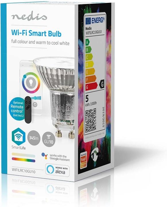 Produktbild Nedis WIFILRC10GU10 SmartLife Vollfärbige LED-Lampe WLAN GU10 345 lm 4.9 W RGB + weiss veränderbar 2 (GU10, 345 lm, 1x)