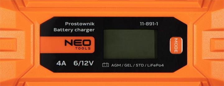 Actual product image Neo Automatic charger 4A/70W 3-120Ah for acid / AGM / GEL batteries (12V, 4 A)