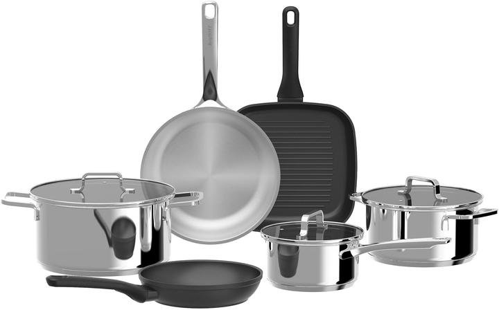 BergHoff Kochgeschirr-Set HELIX 9-teilig (24 cm, Pfannenset + Topfset, Edelstahl, Aluminium)