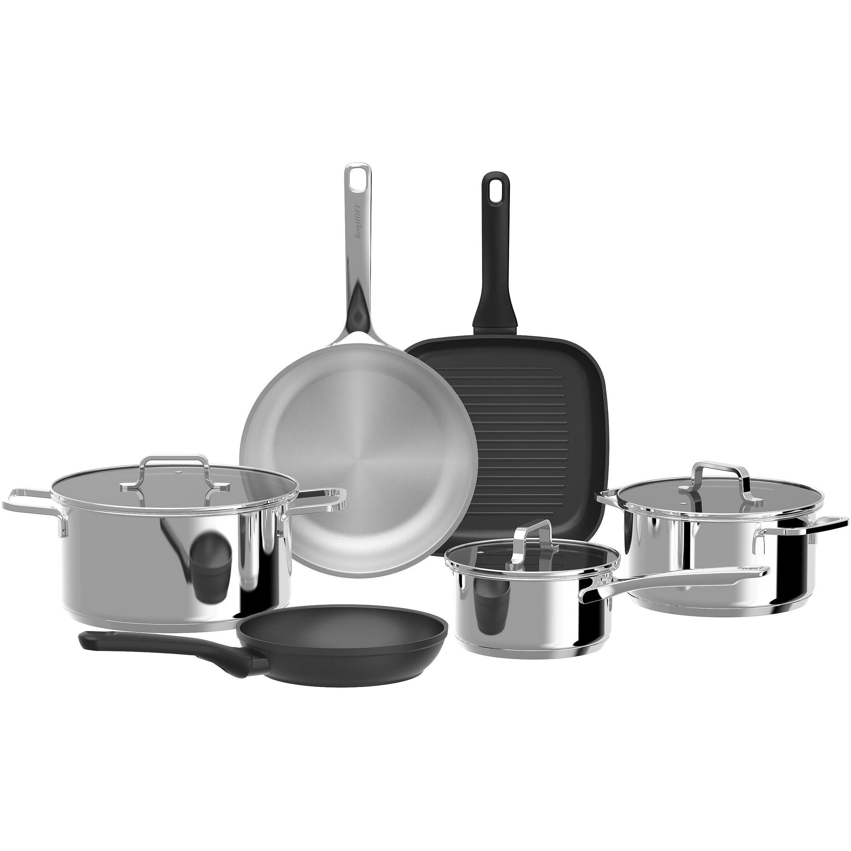 BergHoff Kochgeschirr-Set HELIX 9-teilig, Pfanne + Kochtopf, Schwarz
