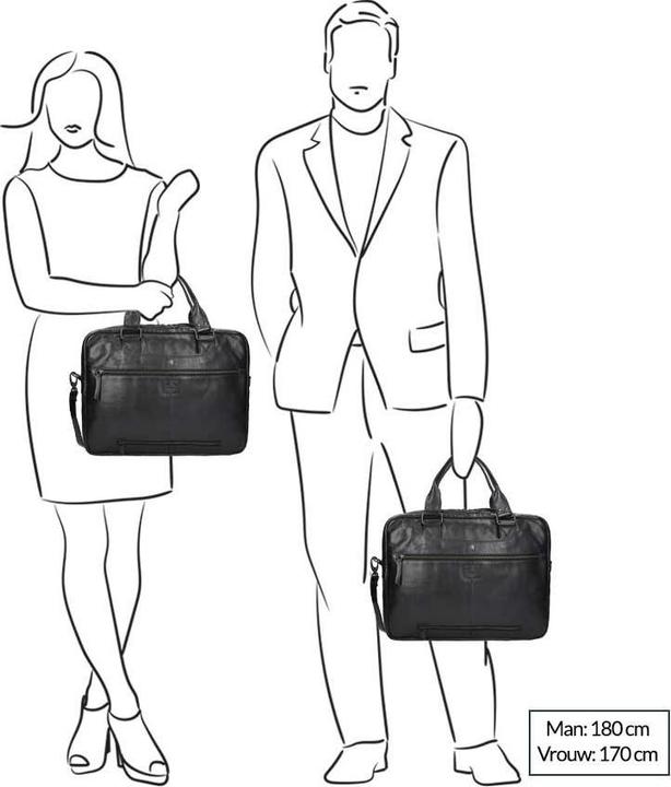 Produktbild Bear Rock Design Leandro Leren Laptoptas - 15 inch - Zwart (15")