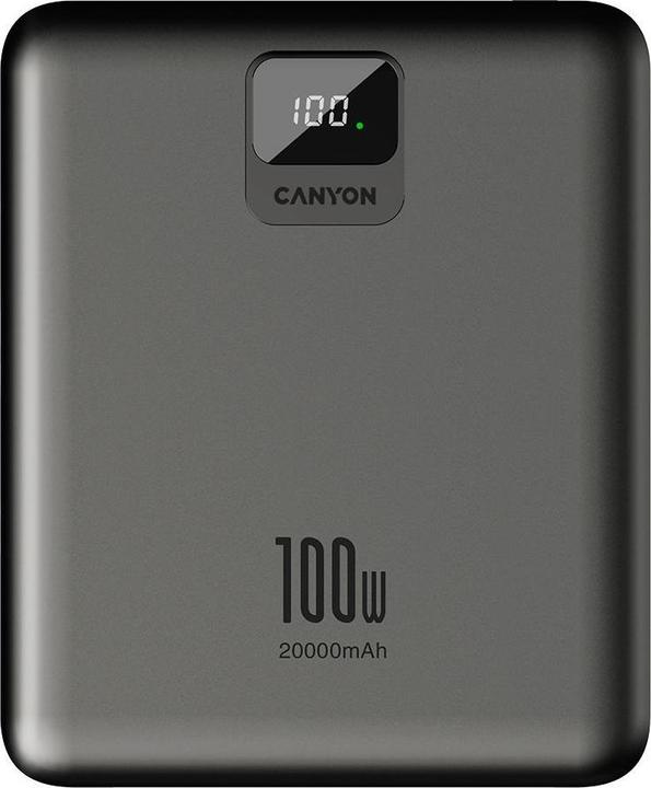 Produktbild Canyon Powerbank PB-2008 LED 20000 mAh PD100W QC3.0 ciemnoszary (CNE-CPB2008DG) (20000 mAh, 100 W, 74 Wh)
