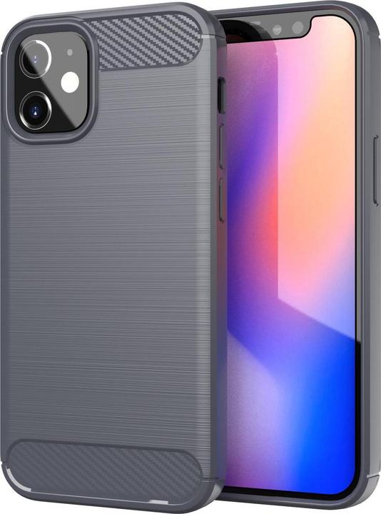Actual product image Cadorabo TPU Ultra Slim carbon stainless steel Combi Cover (Apple iPhone 12 mini)