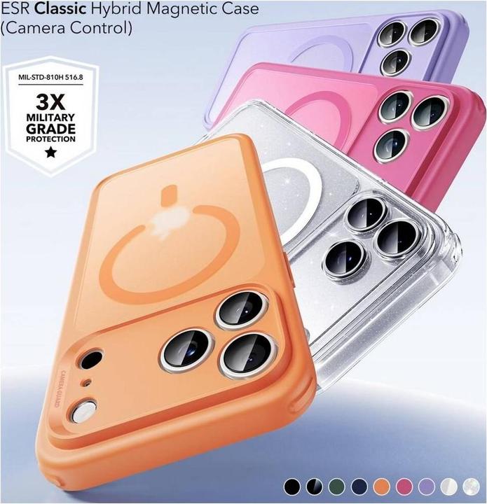 Actual product image ESR Classic Hybrid Magnetic Case (Camera Control), for iPhone 17 Pro, Frosted Orange (Apple iPhone 17 Pro)