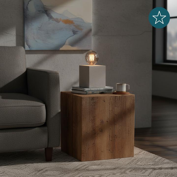 Actual product image Luxula Table lamp, CUBE, metal, E27, cement look, textile cable with switch (E27)