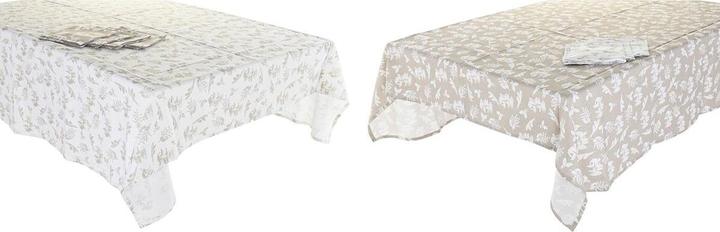 Produktbild DKD Home Decor Tischdecke und Servietten 2 Stück 150 x 150 x 0,5 cm Beige Weiss Hellbraun