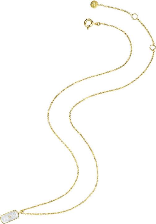Immagine prodotto Glanzstücke München Catena da donna in argento sterling con zirconia cubica e madreperla in oro giallo da 45,0 cm + 5,0 (Argento 925/000, 45 - 50 cm)