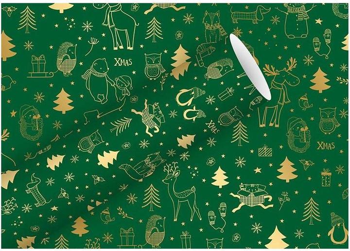 Braun + Company Weihnachtspapier Weihnachten, Tannenbaum/Tiere (Geschenkpapier, 1 x)