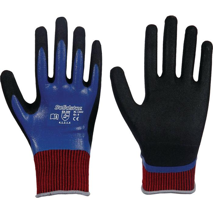 Leipold, Schutzhandschuhe, Handschuhe Solidstar Nitril Grip Complete 1462 Grösse 9 blau EN420+EN388 PSA-Kategorie II (9)