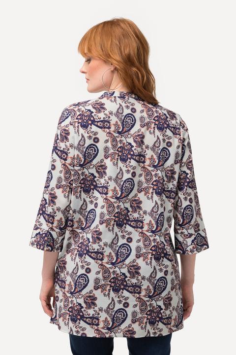 Immagine prodotto Ulla Popken Tunica con Paisley, scollo a V, collo alto e maniche a 3/4 (54)