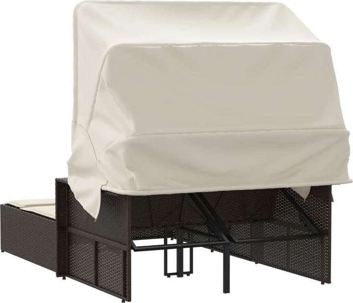 Produktbild VidaXL Doppel-Sonnenliege mit Dach und Auflagen (114 cm)