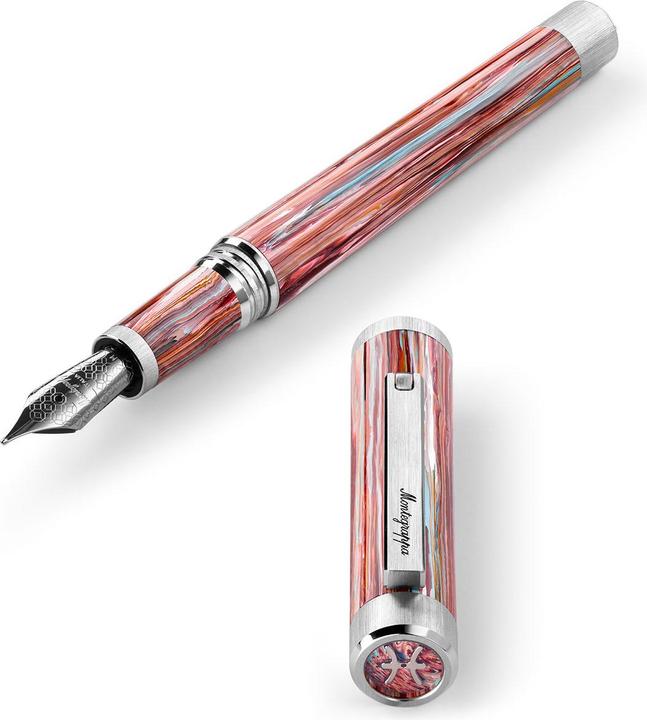 Actual product image Montegrappa Iszez3ip s2 mg Fountain Pen, Zero Zodiac Pisces, Palladium, Steel Nib M (1x)