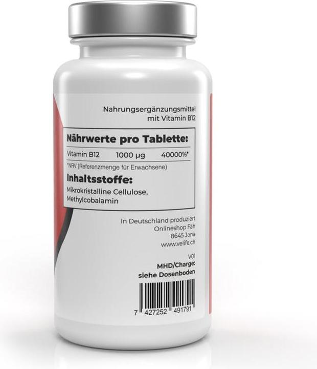 Actual product image VeLife Vitamin B12 Tabl (180 Piece, Pills, 81 g)
