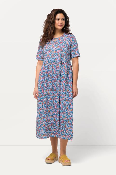 Actual product image Ulla Popken Geometric Print Short Sleeve Dress (46, 48)