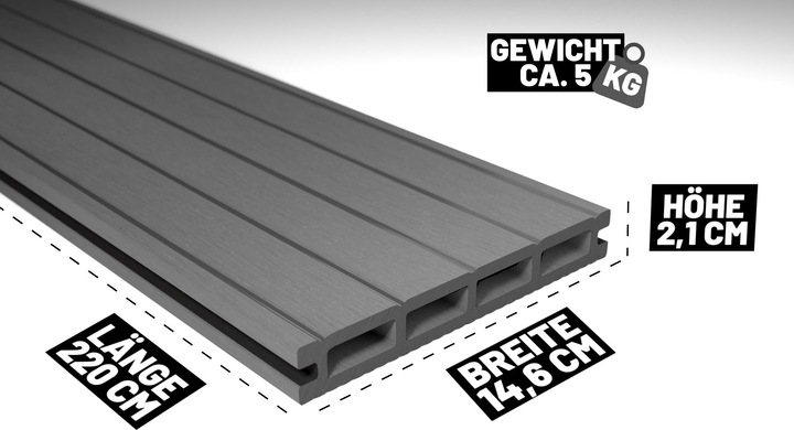 Produktbild ® 40m² Hellgrau WPC Terrassendielen Komplettset