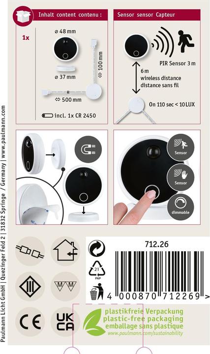 Actual product image Paulmann MaxLED Wireless PIR & Touch Sensor Set