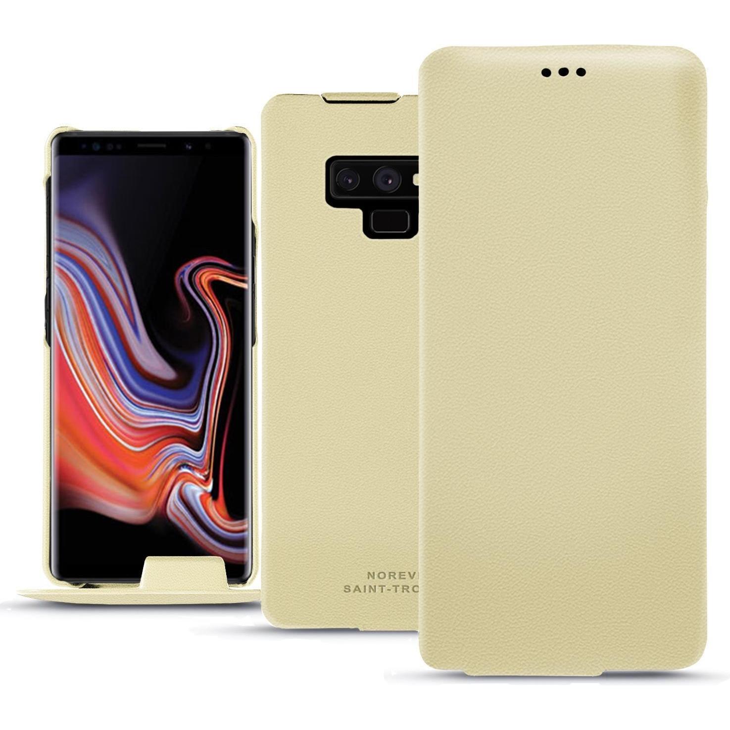 Noreve Lederschutzhülle vertikal (Samsung Galaxy Note 9), Smartphone Hülle, Beige
