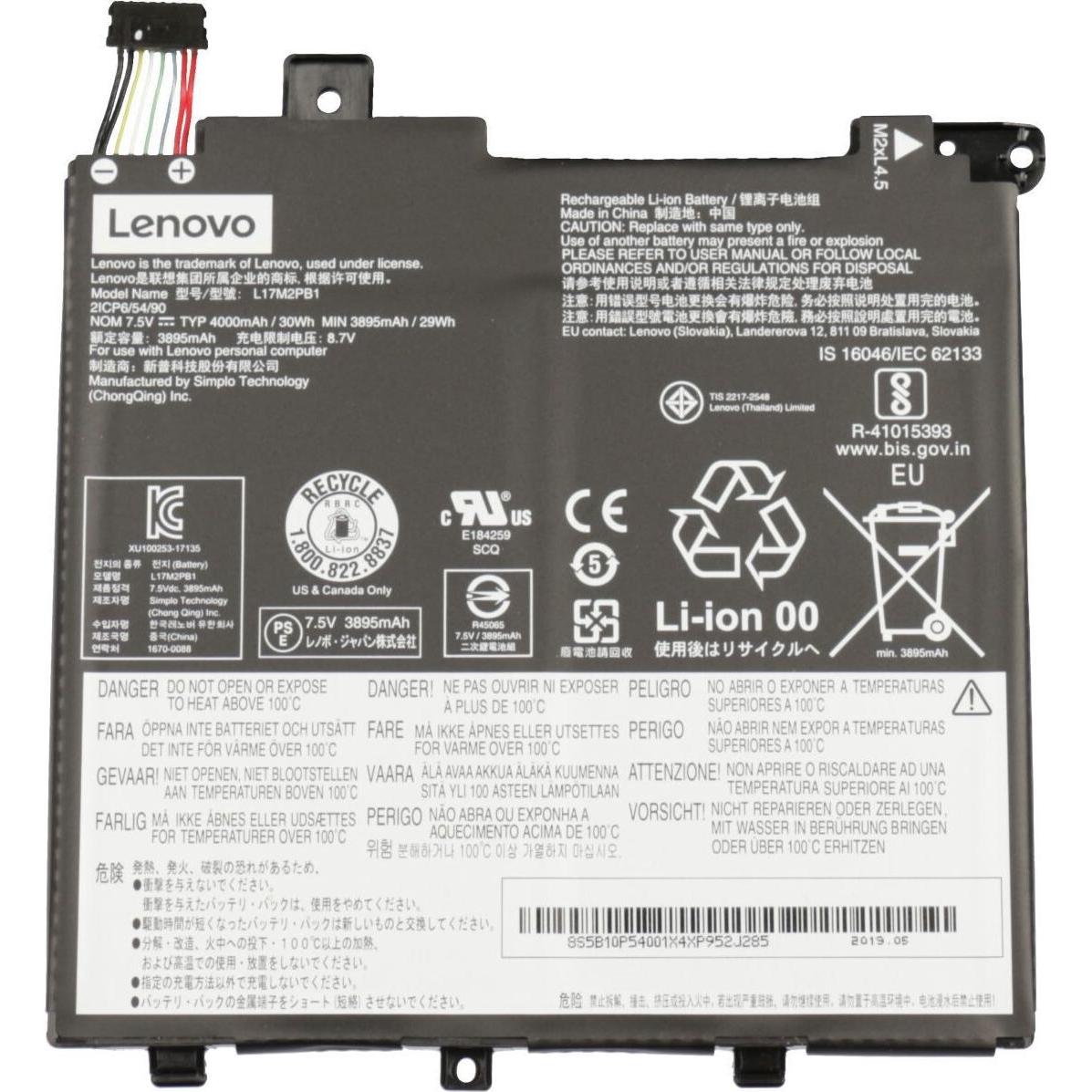 Lenovo 5B10W67379 (2 Zellen, 4000 mAh), Notebook Akku