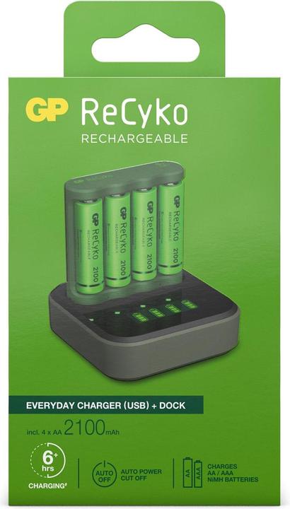 Immagine prodotto GP Batteries ReCyko B4D45 4x LCD 4Port Docking St. + 4x AA NiMh 2100mAh (4 pz., AA, AAA)