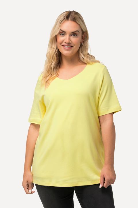 Image du produit Ulla Popken T-shirt doublé sur le devant, col rond et manches courtes - coupe Slim Fit (58)