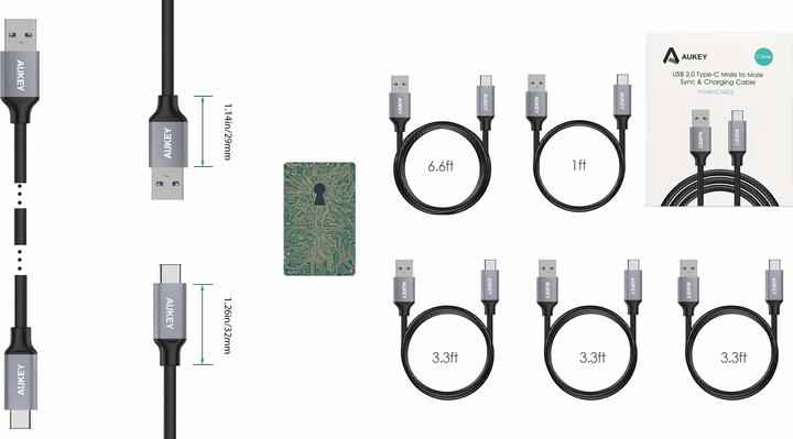 Image du produit Aukey USB-A – USB-C 5er Pack (2 m, USB 3.0)