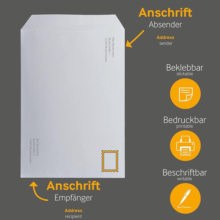 Produktbild Blanke Briefhüllen 250 Stück C4 Briefumschläge, ohne Fenster (C4, 250x)