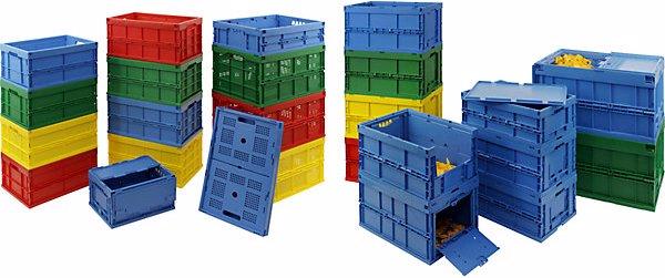 Produktbild Walther Faltbox aus PP, I 44 l, mit anscharniertem Deckel, blau, stapelbar (40 cm, 44 l, 1x)