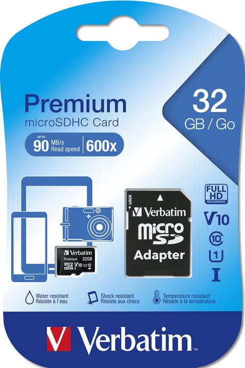 Actual product image Verbatim Micro SDHC Card Class 10 (32 GB, microSDHC, U1, UHS-I)