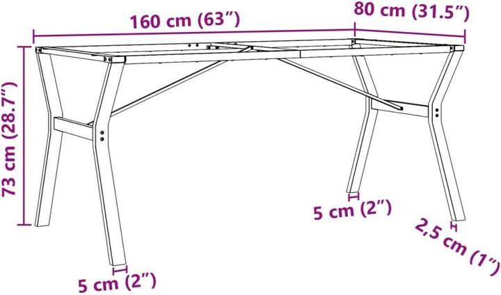Image du produit vidaXL Esstischbein (160 x 80 x 73 cm)