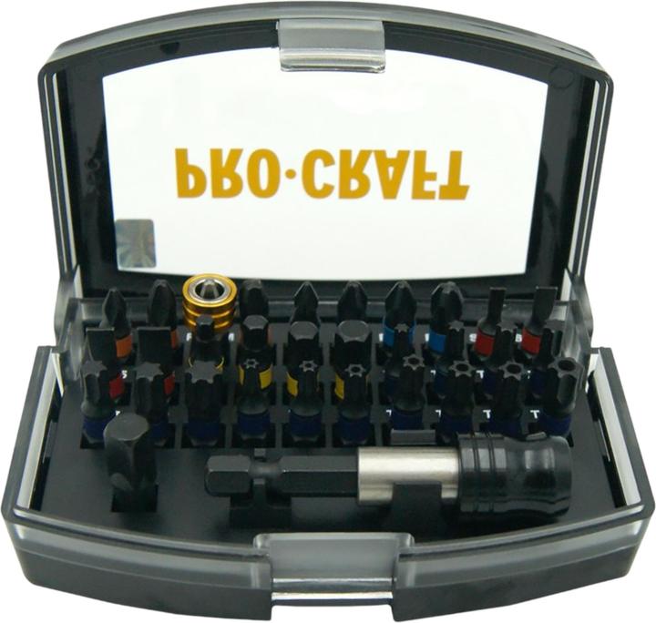 Produktbild Procraft BS-32 Bit Set 32 tlg. S2 Stahl Phillips / Pozidriv / Torx / Hex / Schlitz (Innensechskant, Kreuz Phillips PH, Kreuz Pozidriv PZ, Schraubschlitz)
