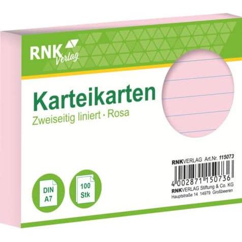 Rnk, Karteikarten, Karteikarten liniert A7 (A7, 205 g/m², 100 x)