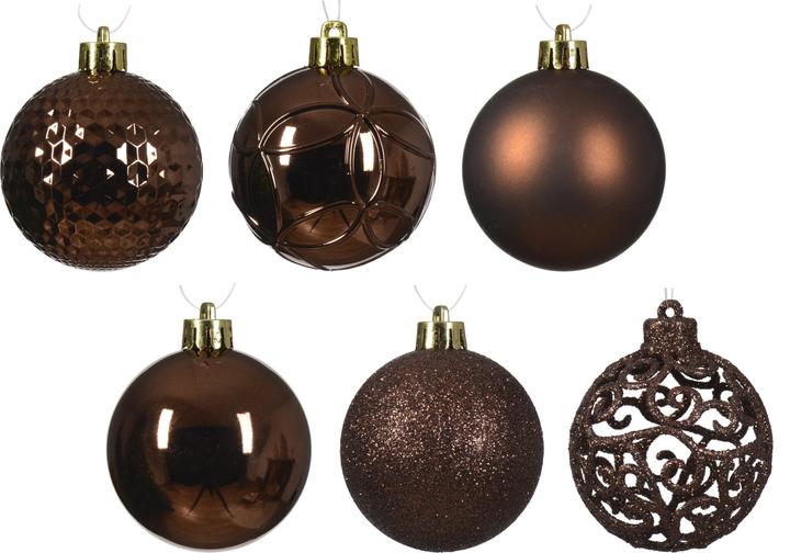 Actual product image Decoris Shatterproof Christmas tree decoration set, 6 cm, cappuccino, 37 pcs (37-part)